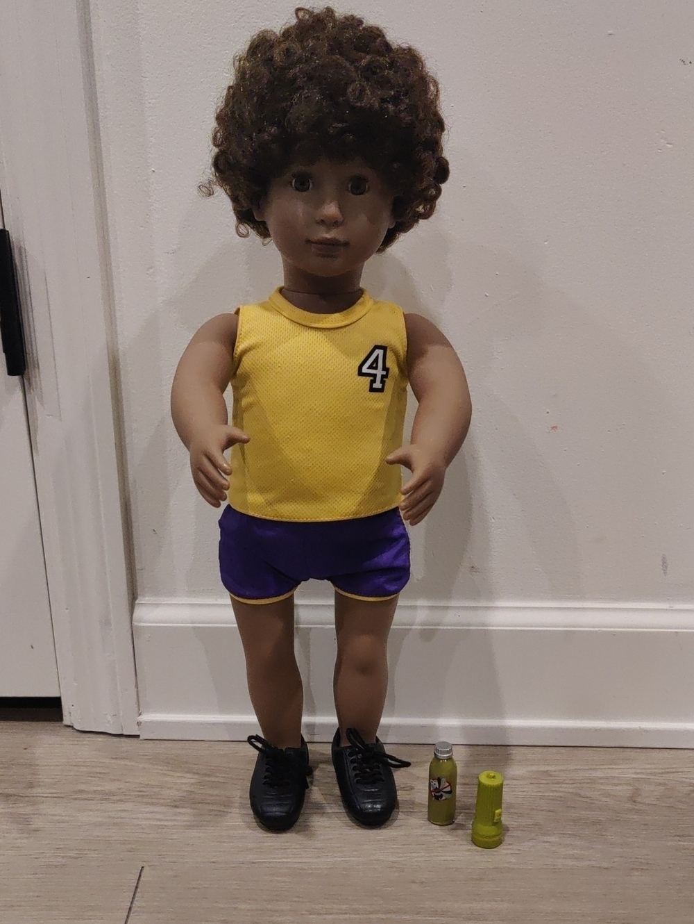 Our generation 18"Male doll Curly Short Brown Hair Eyes/Eyelashes Open/Close Y2K